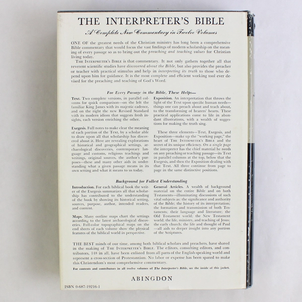 The Interpreter's Bible A Commentary in Twelve Volumes Vol 10 1982 HC DJ