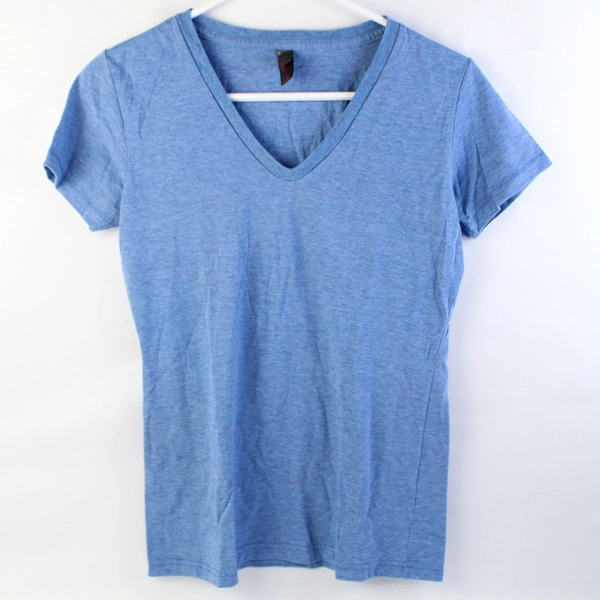 District Solid Blue V-Neck T-Shirt Women's Size Medium