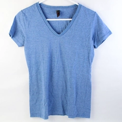 District Solid Blue V-Neck T-Shirt Women's Size Medium