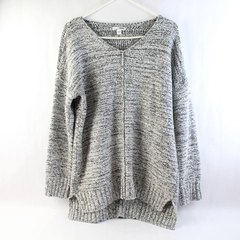 Sonoma Cotton Blend Gray Black White Knit Sweater Women's Size Large