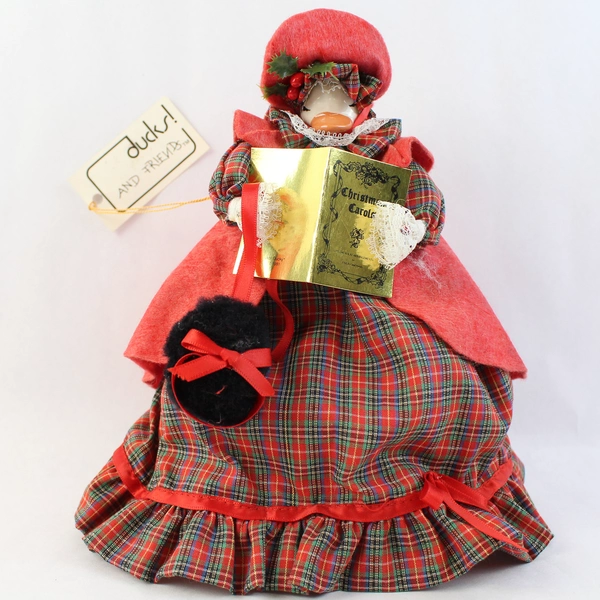Vintage 1980 Just Ducky Victorian-Style Christmas Caroler Figurine Flawed
