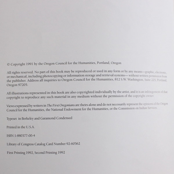 The First Oregonians Paperback Book 1991