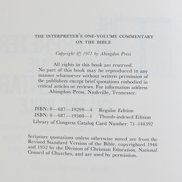 The Interpreter's One-Volume Commentary On The Bible 1971 Hardcover Dust Jacket