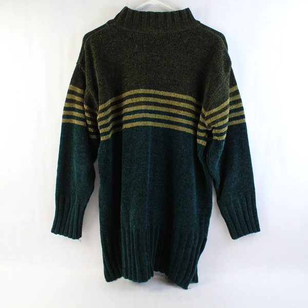 Erika & Co. Green Blue Color Block Knit Turtle Neck Sweater Size XL