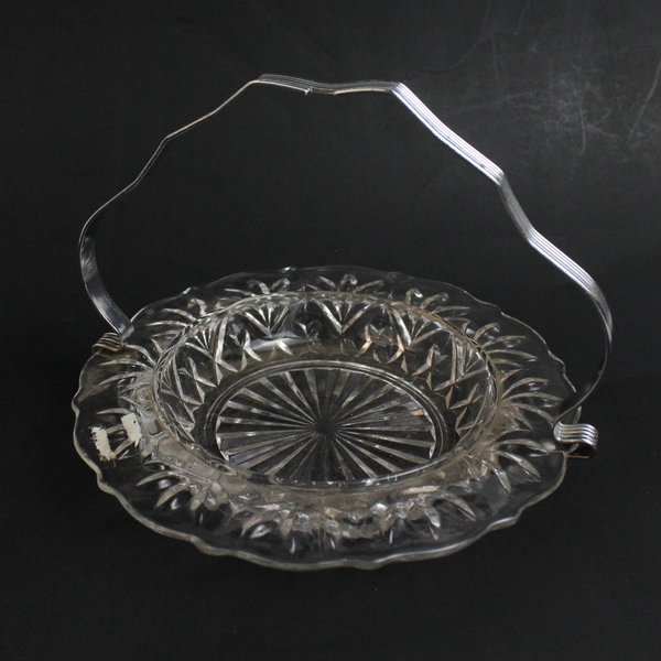 Vintage Glass Seafood Set Server Plate & Dish Holder (Missing Fork)