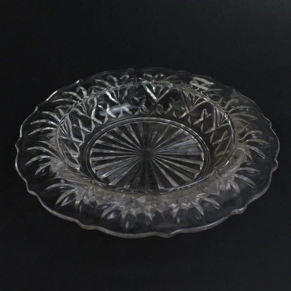 Vintage Glass Seafood Set Server Plate & Dish Holder (Missing Fork)