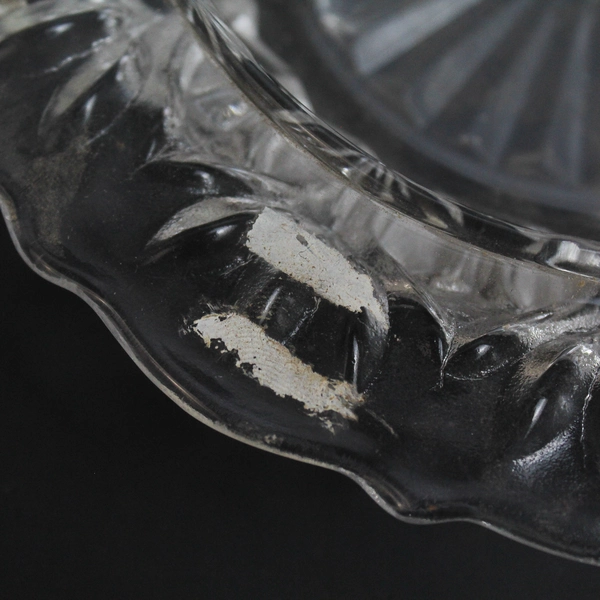 Vintage Glass Seafood Set Server Plate & Dish Holder (Missing Fork)