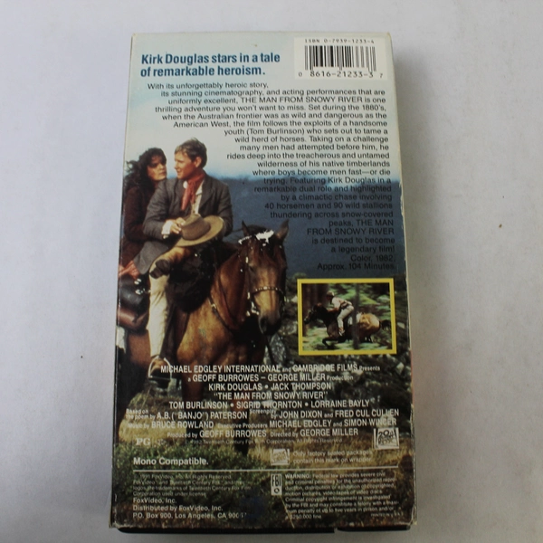The Man From Snowy River VHS 1994 Kirk Douglas Action Western Pre-Owned