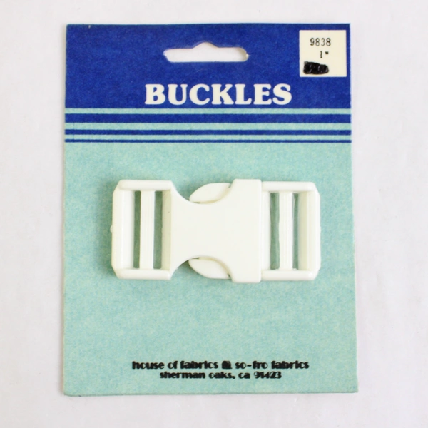 Vintage White Plastic Side Release Parachute Buckle For 1" Strap SEALED