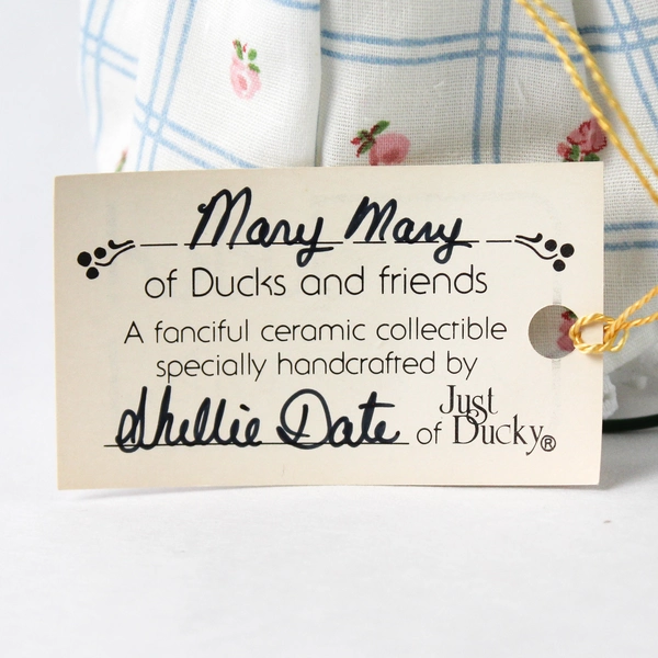 1980s Just Ducky Figurine Ceramic Face Nursey Rhyme Mary Mary Wire Stand