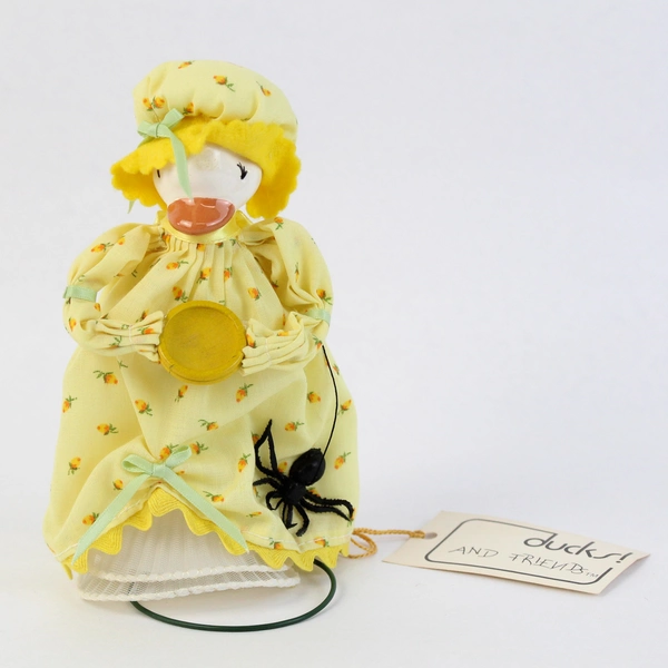 Vintage 1980s Just Ducky Little Miss Muffet Figurine With Wire Stand