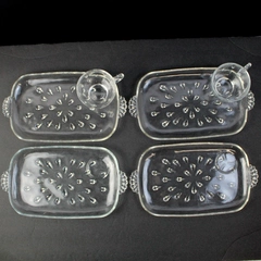 Hazel Atlas Informal Tear Drop 4 Snack Plates And 2 Matching Cups