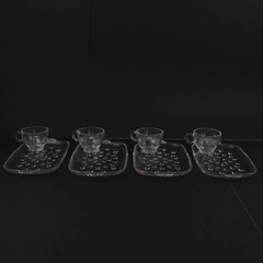 Set of 4 Hazel Atlas Colonial Lady Snack Plates And Cups Original Box