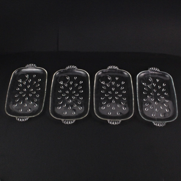 Set of 4 Hazel Atlas Colonial Lady Snack Plates And Cups Original Box