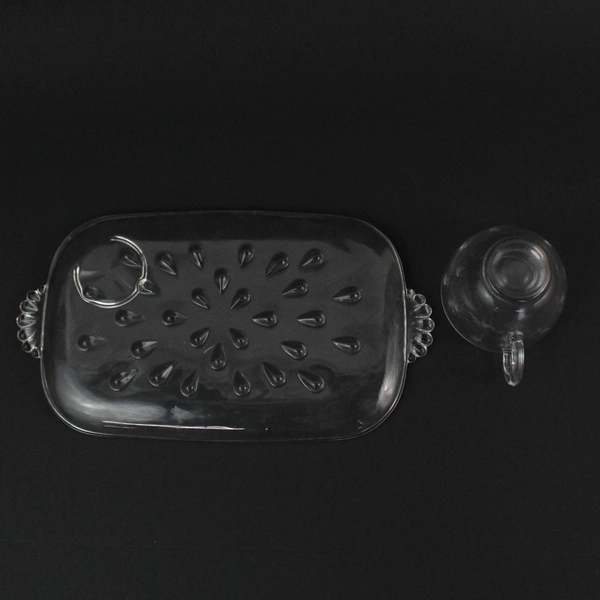 Set of 4 Hazel Atlas Colonial Lady Snack Plates And Cups Original Box