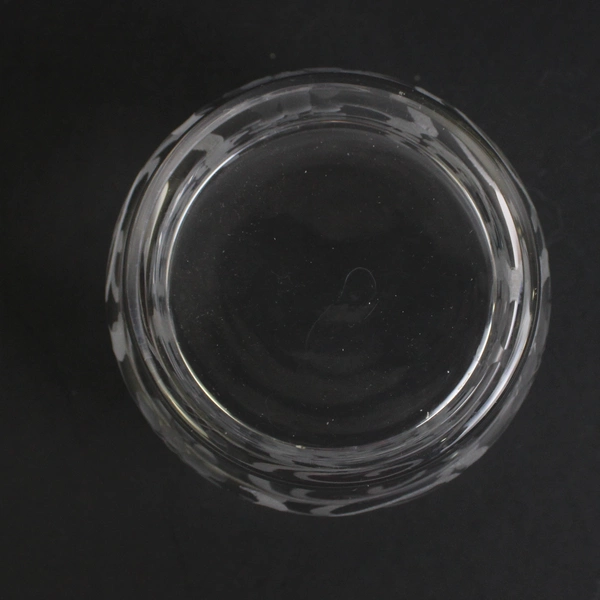 Unmarked Etched Flowers Clear Glass Small Decorative Trinket Bowl 2.5" Tall