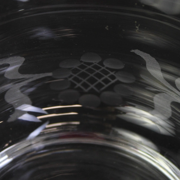 Unmarked Etched Flowers Clear Glass Small Decorative Trinket Bowl 2.5" Tall