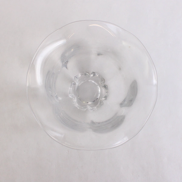 Unmarked Clear Glass Fruit Dessert Bowl Scalloped Edge Simple 2.75" Tall