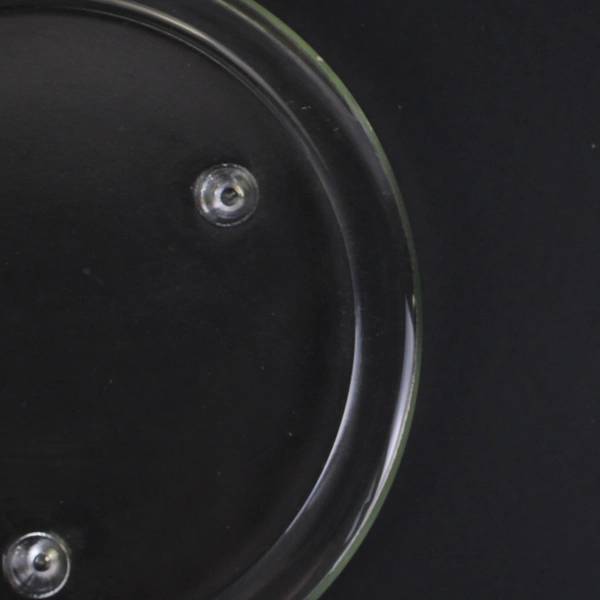 Unmarked Three Wick Pillar Candle Holder Plate Tray Clear Glass Simple 7.75"