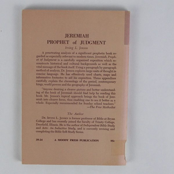 Jeremiah Prophet of Judgment by Irving L Jensen 1966 Ex Library PB