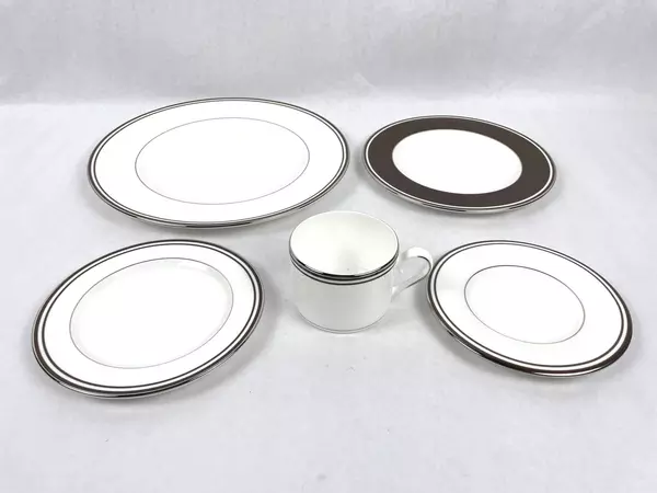 Lenox Federal Platinum Choco 5-Piece Dinner Set White & Brown Classic Style