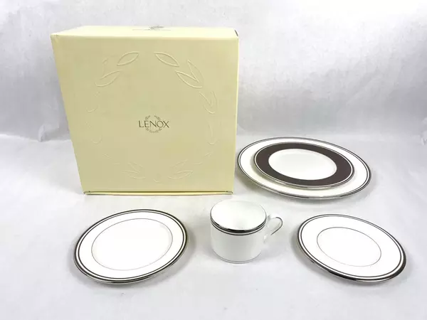 Lenox Federal Platinum Choco 5-Piece Dinner Set White & Brown Classic Style