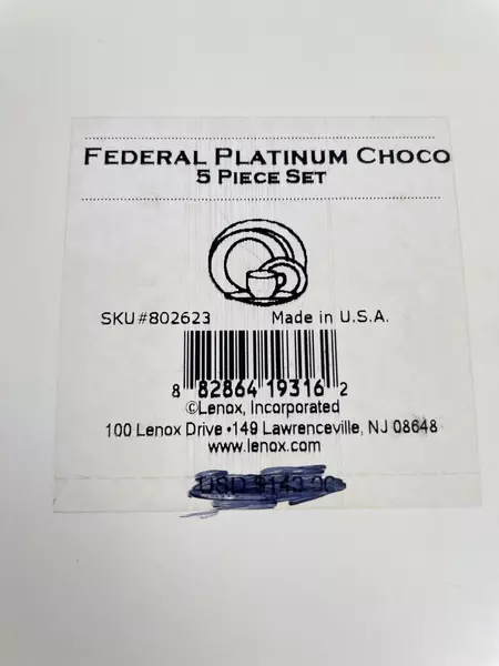 Lenox Federal Platinum Choco 5-Piece Dinner Set White & Brown Classic Style