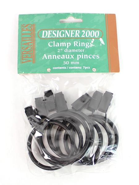 Versailles Designer 2000 Lot of 7 Black Clamp Rings 2" - Sealed Package