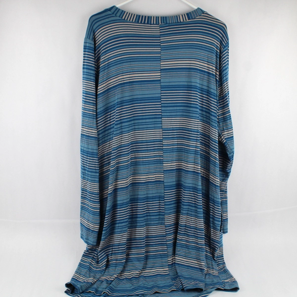Yala Blue and Beige Striped Long-Sleeved T-Shirt Dress Women's XL