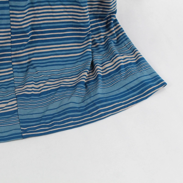 Yala Blue and Beige Striped Long-Sleeved T-Shirt Dress Women's XL