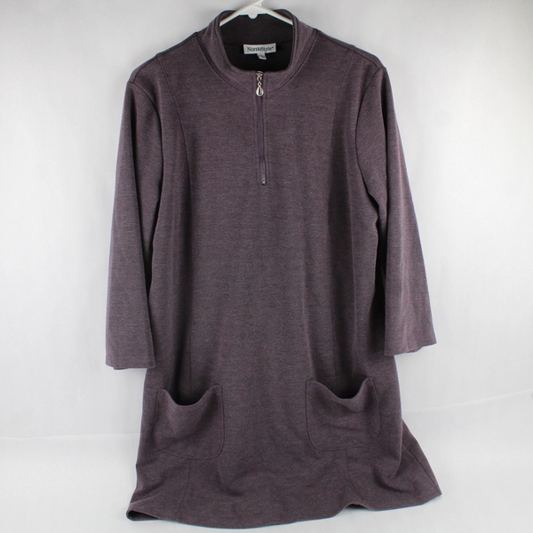 NorthStyle Dark Lavender Purple 1/4-Zip Knee-Length Dress Women's Large