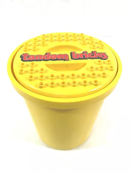 Tandem Bricks & Mega Bloks Building Toy Lot of 64 Pieces in Yellow Tub