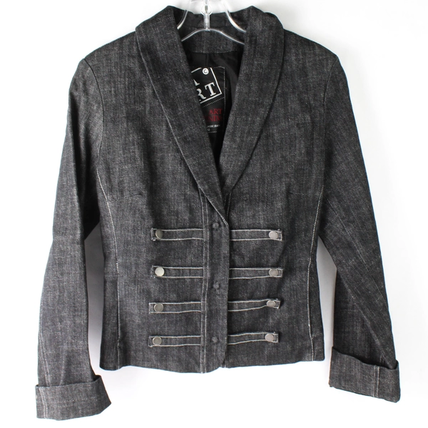 Ateliers Rare Toggery Black Denim Snap Button Jacket Women's XS
