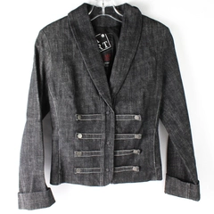 Ateliers Rare Toggery Black Denim Snap Button Jacket Women's XS