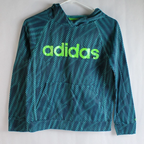 Adidas Teal and Green Hooded Sweatshirt Boy's Size M (10-12)