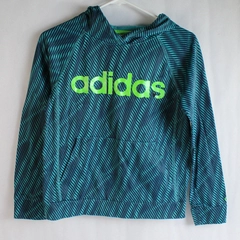 Adidas Teal and Green Hooded Sweatshirt Boy's Size M (10-12)