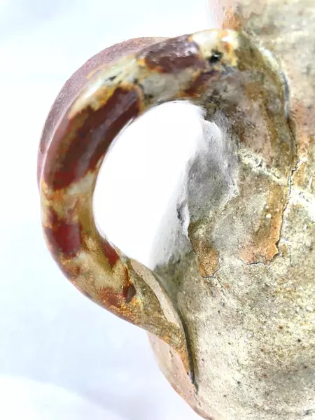 Handmade Pottery Pitcher Signed JWT Brown And Gray Vase Home Kitchen Decor