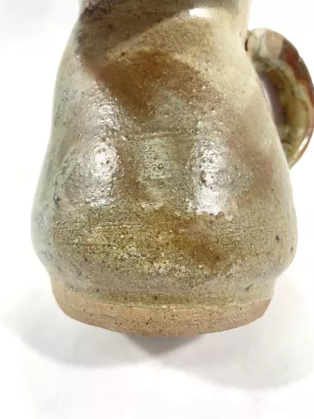 Handmade Pottery Pitcher Signed JWT Brown And Gray Vase Home Kitchen Decor