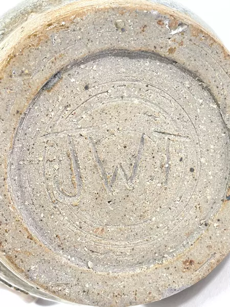 Handmade Pottery Pitcher Signed JWT Brown And Gray Vase Home Kitchen Decor