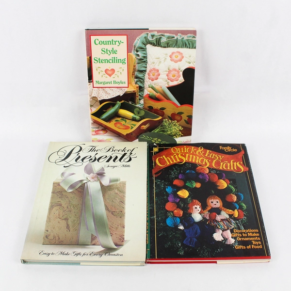 Lot Of 3 Vintage Hardcover Crafting Gifting Books Christmas Stenciling Presents