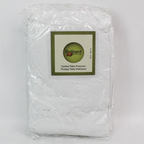 Brilliant Home Design 60" White Quilted Table Protector - Vinyl & Polyester
