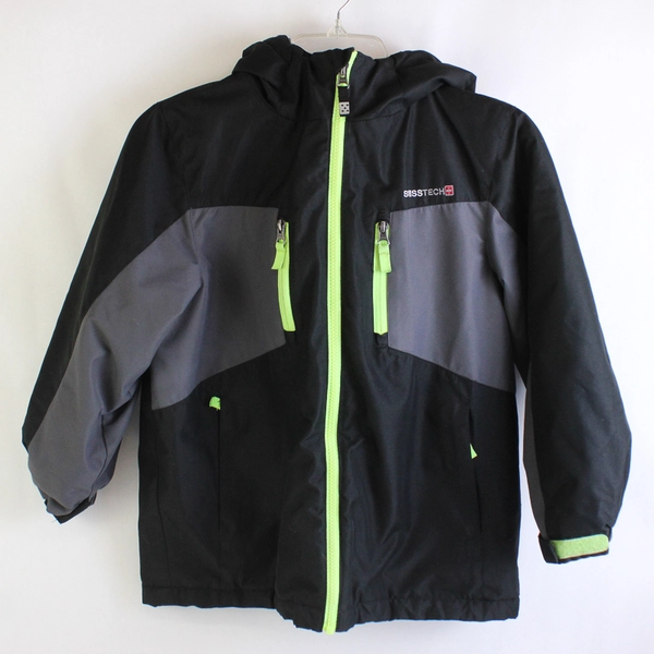 Swiss+Tech Fleece Lined Black and Neon Green Jacket Youth Size Medium 8