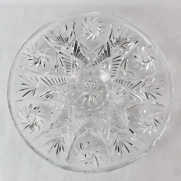 Vintage Anchor Hocking Glass Serving Dish Snowflake Design 13.75"