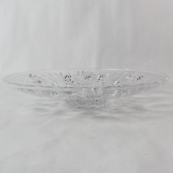Vintage Anchor Hocking Glass Serving Dish Snowflake Design 13.75"