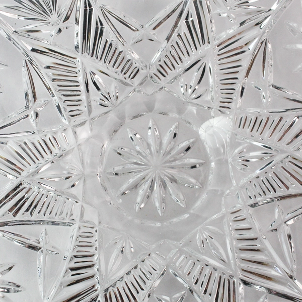 Vintage Anchor Hocking Glass Serving Dish Snowflake Design 13.75"