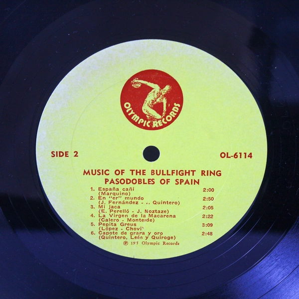 Music of the Bullfight Ring Pasodobles Vinyl LP Olympic OL-6114 Pre-Owned