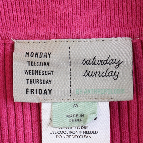 Saturday Sunday Anthropologie Pink Ribbed Oversized Sweater Dress Women's Medium