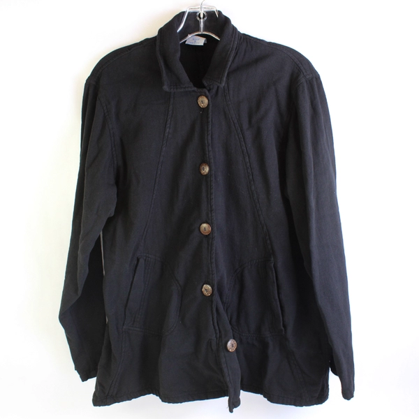 Sea Breeze of California Black Cotton Button-Front Jacket Women's Small