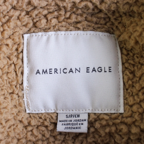 American Eagle Beige Fleece Cropped Zip-Up Jacket Women's Size Small