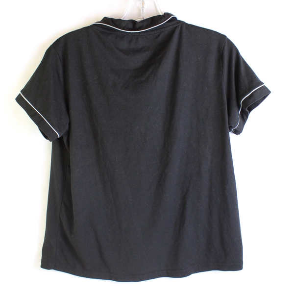 Born Embroidered Black Button-Up Short-Sleeved Pajama Shirt Women's M Blessed